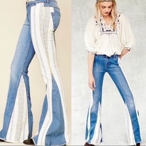 Free People BOHO pattern danica flare jeans